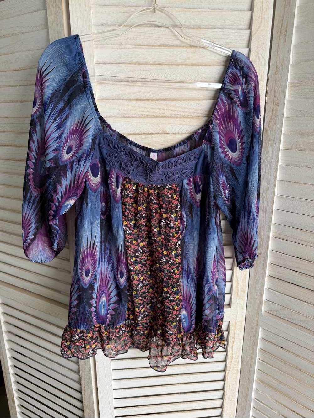 Xhilaration Purple and Blue Bohemian Blouse